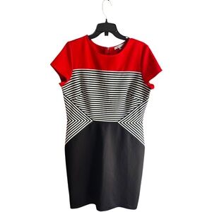 Sandra Darren stripe detail shift dress Sz 14